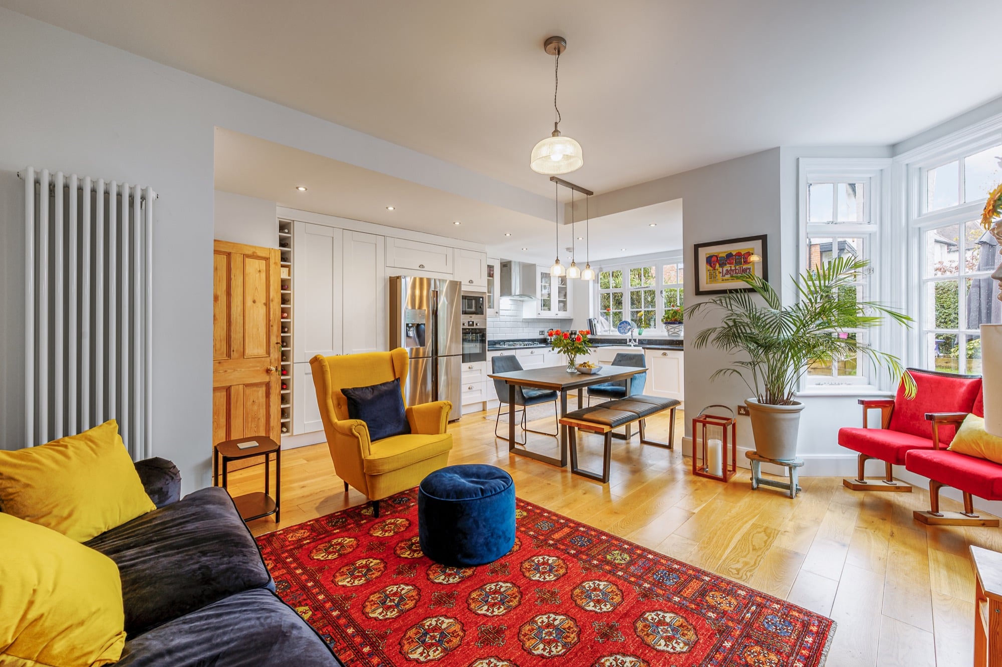 Open-plan living and dining room
