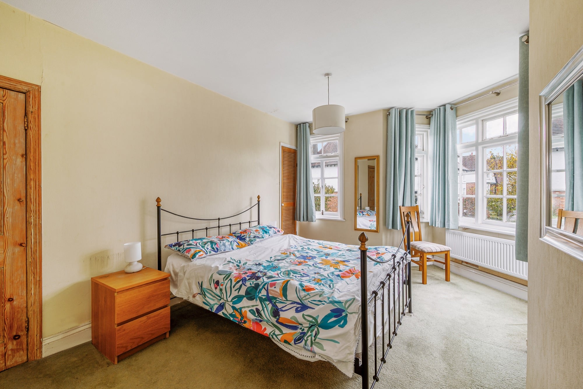 Bedroom with bay windows